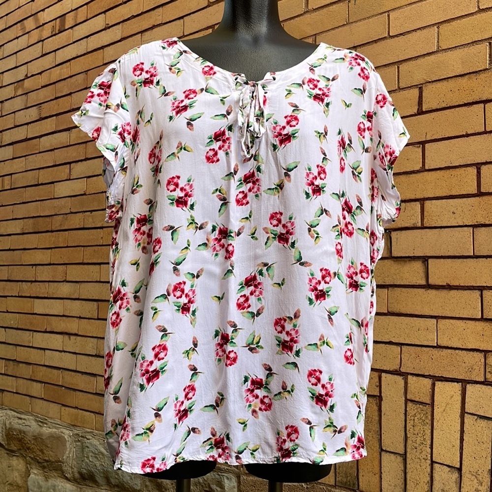 Liz Claiborne floral lace up blouse Size XXL